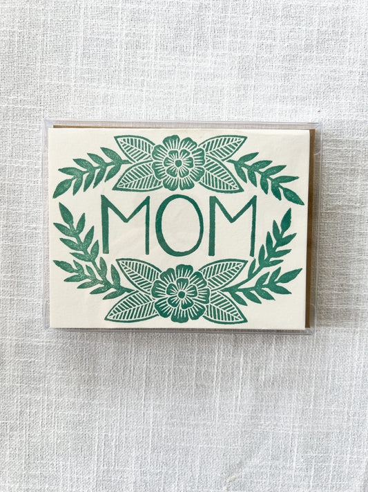 "Mom" Block Printed Greeting Card Set of 6