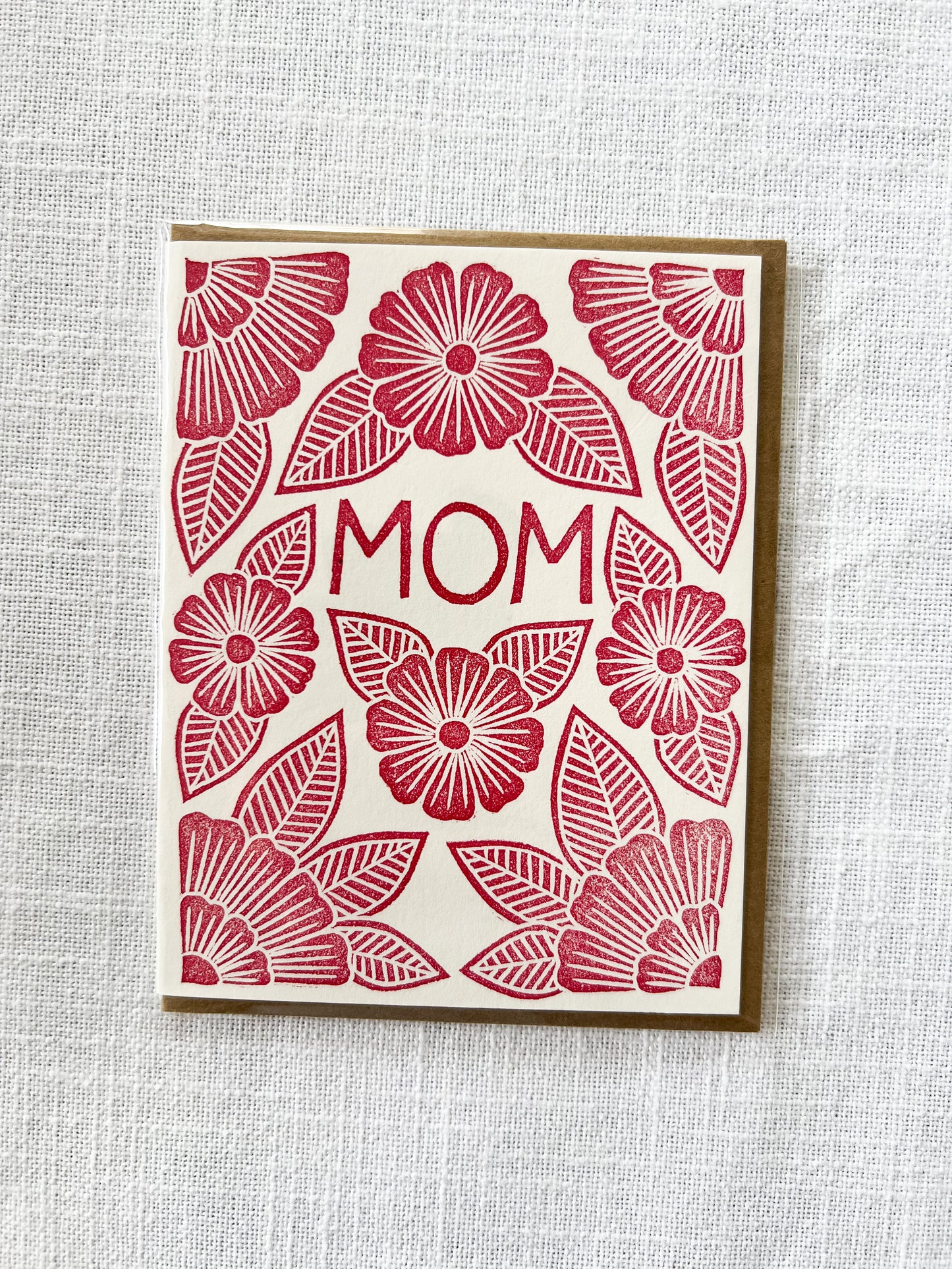 "Mom" Block Printed Greeting Card