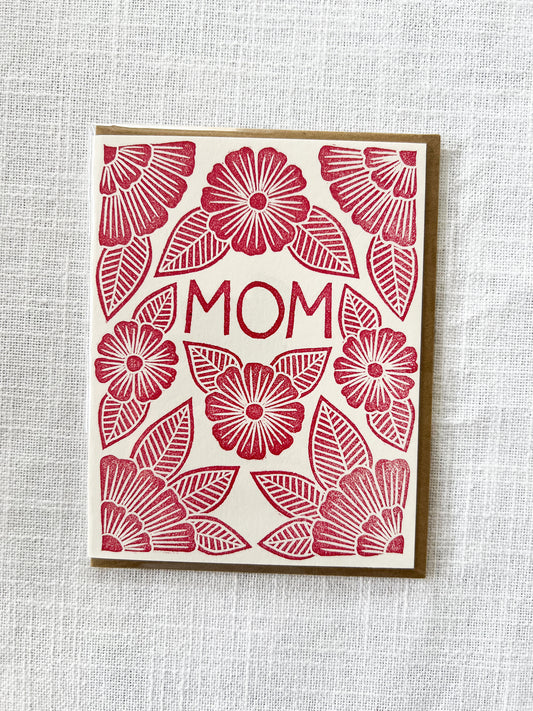 "Mom" Block Printed Greeting Card